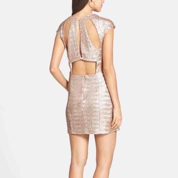 Trixxi rose gold allover sequin cutout mini dress - Picture 2 of 8